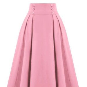 Pink Belle Poque midi skirt with pockets